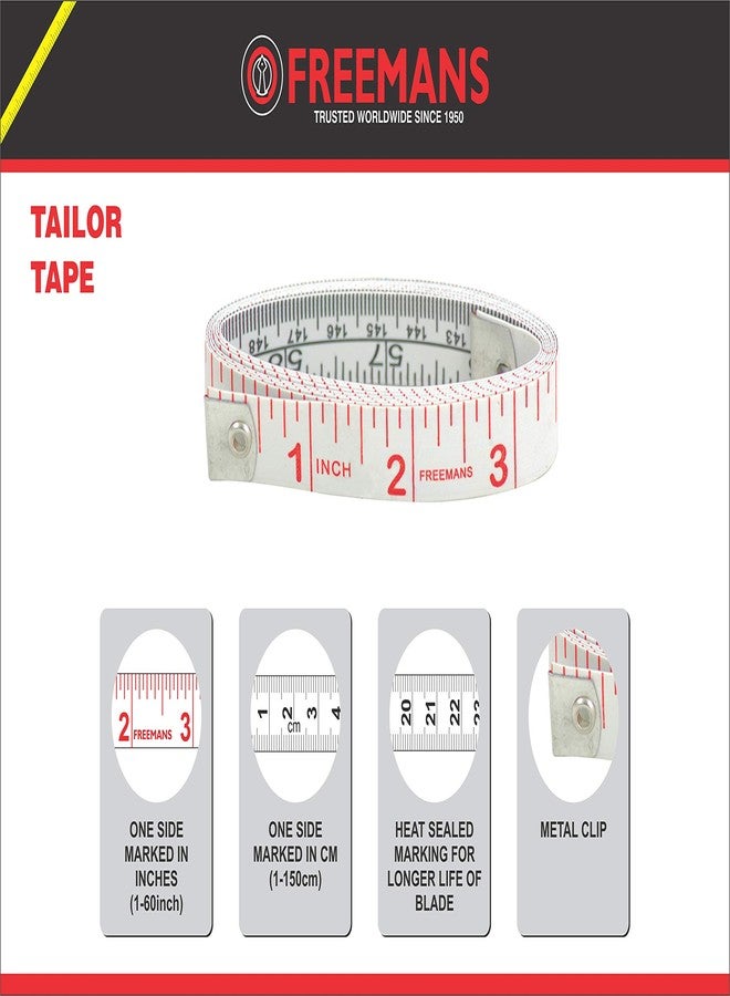 FREEMANS Double-sided Tailor Soft Measurement Tape - 1.5m/60inch (Pack of 20) - Image 3